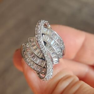 New 925 Silver White Sapphire Baguette Diamond Ring for Women